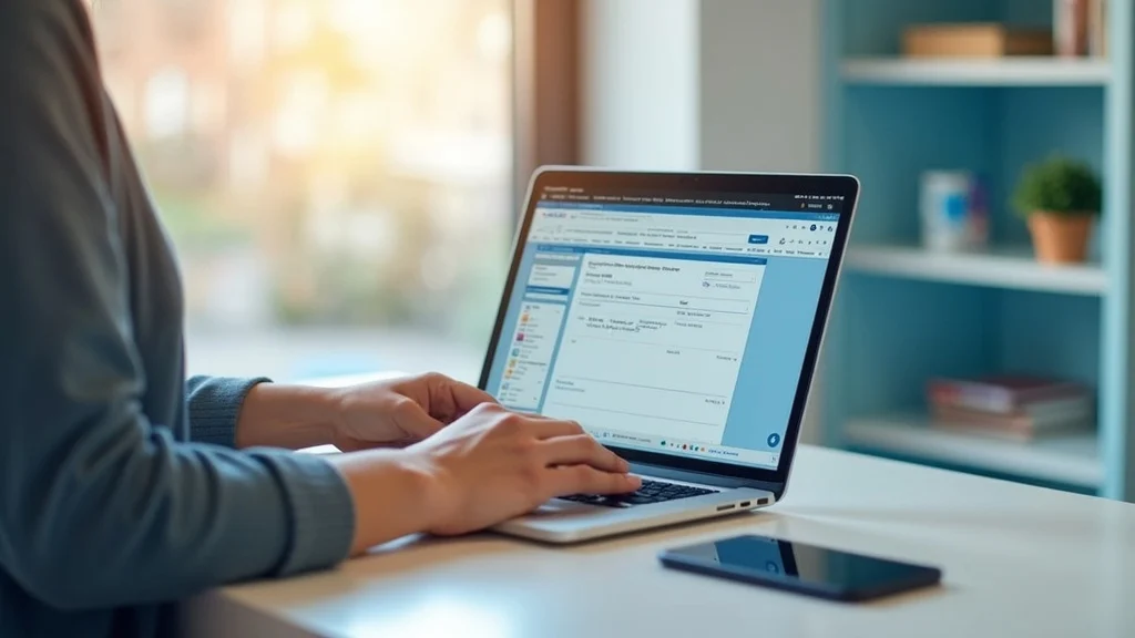 Person booking a self-storage unit online on a laptop
